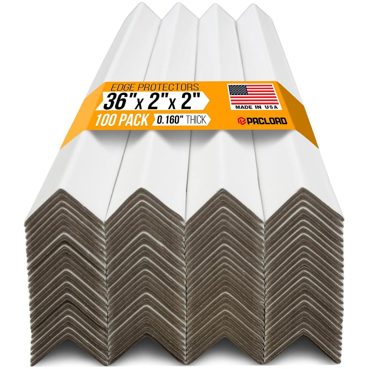 36" x 2" x 2" Reinforced Cardboard Edge Protectors, Pack of 100