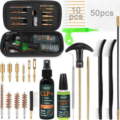 Gun Cleaning Kit 9mm,.22,.357,.38,.45 with Gun Oil 1 oz. & CLP Cleaner Lubricant 2 oz. Handgun Shotgun Rifle and
