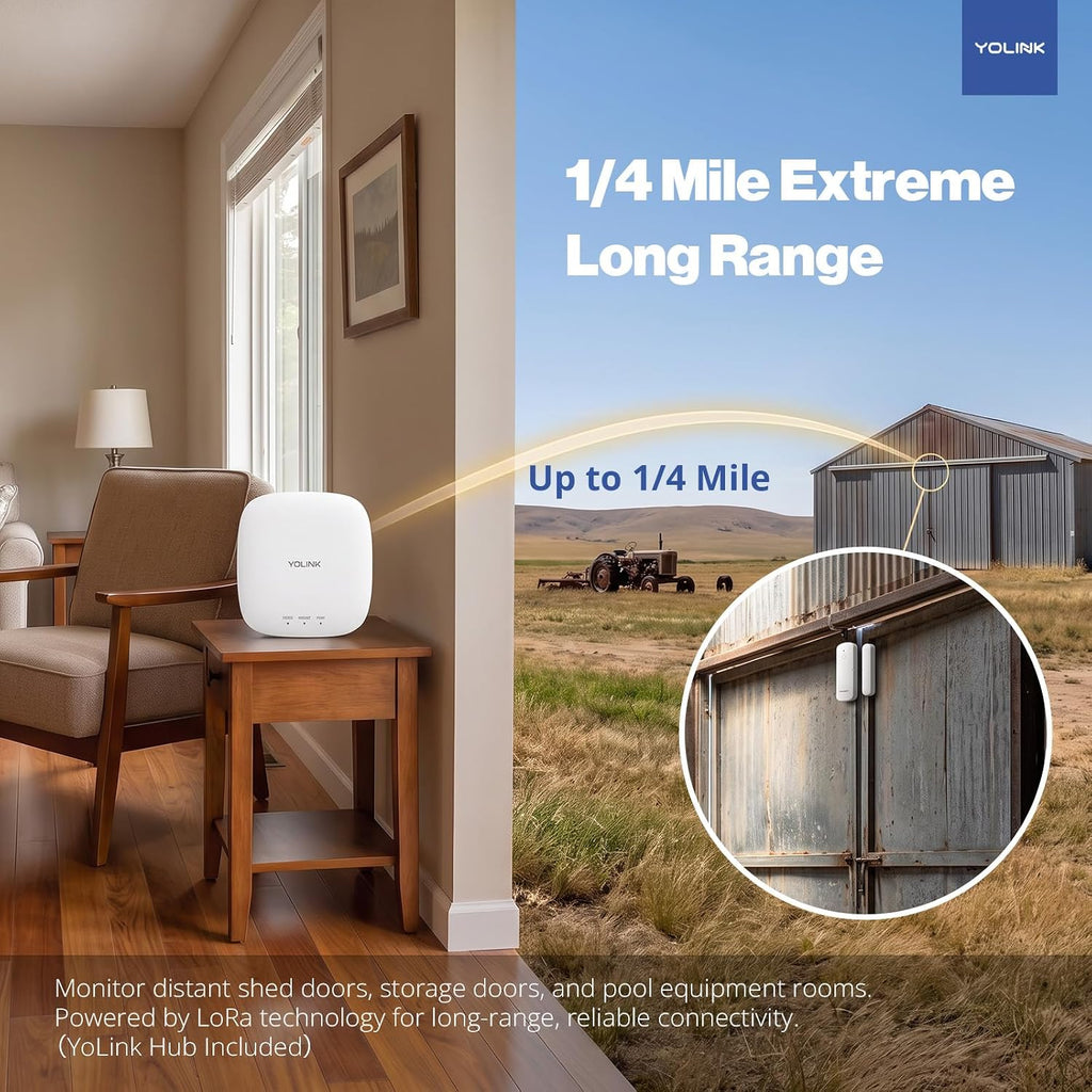 LoRa Smart Door Sensor Starter Kit: - 1/4 Mile Open-Air Range, Door Left-Open Reminders,5 Years Battery Life