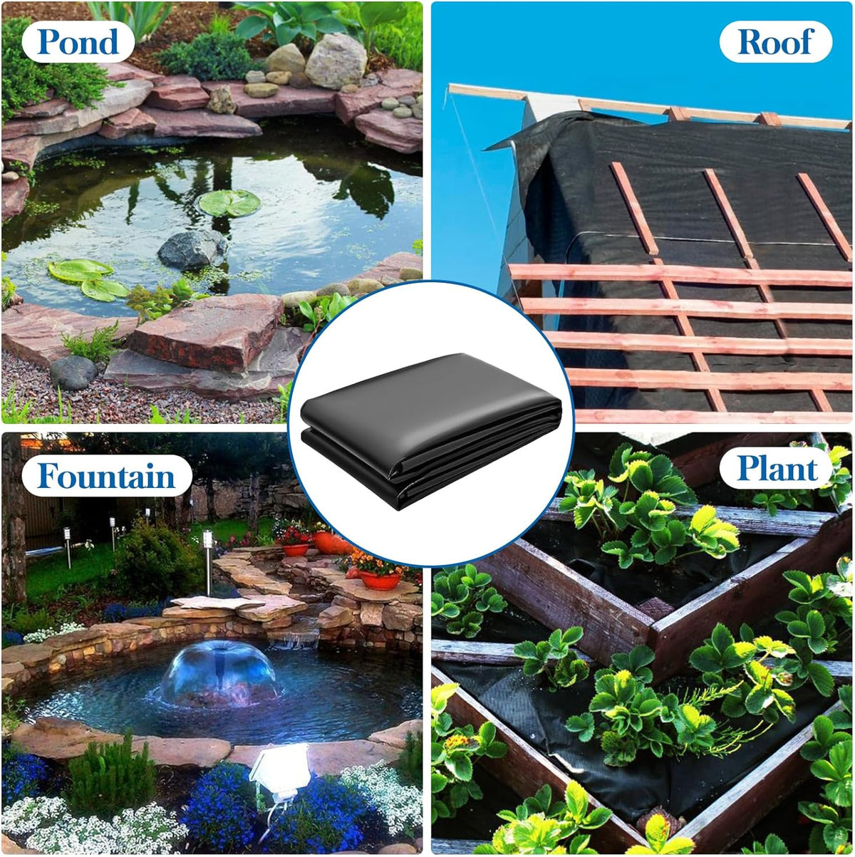 Pond Liner 15 x 20 FT, HDPE Pond Liners for Outdoor, Flexible & Durable Easy Cutting Pond Liners for Garden Fountain