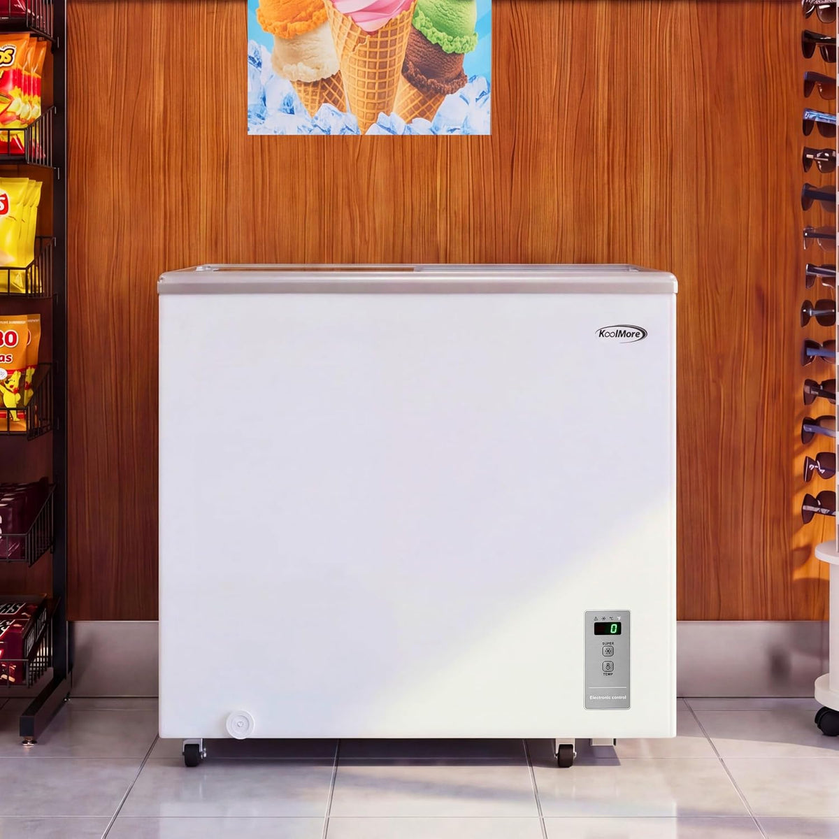 30 in. Commercial Flat Top Ice Cream Display Freezer, NSF Listed, 7 Cu. Ft. in White