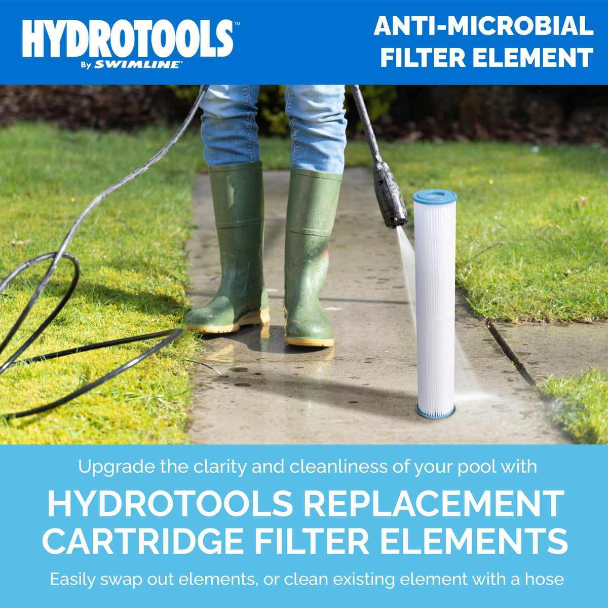 HYDROTOOLS 5-Pack Above-Ground Pool Cartridge Filter Replacement, 8 Sq Ft Element