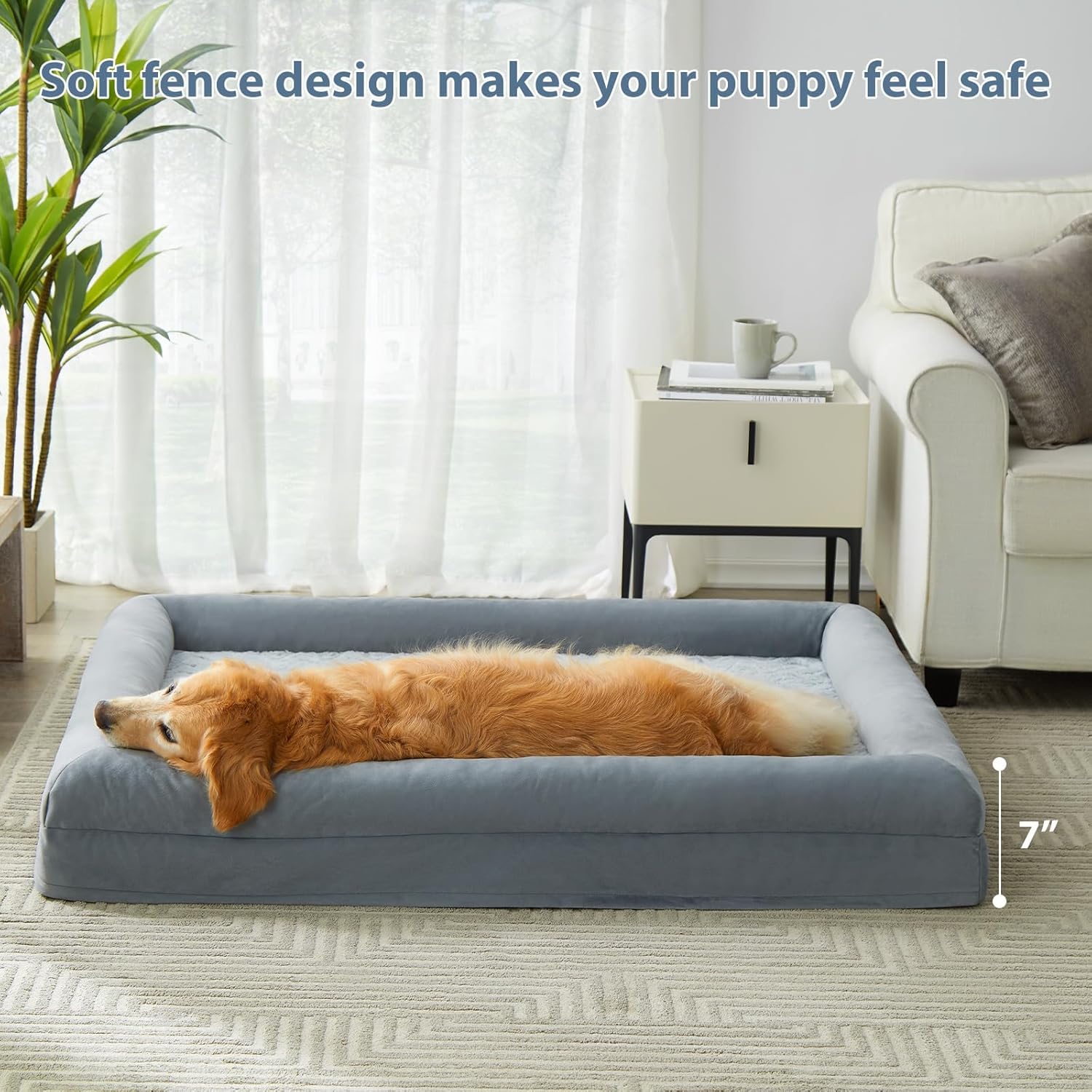 XL Extra Large Dog Bed, Washable Dog Couch with Removable Waterproof Cover, Orthopedic Large Pet Sofa Bed with