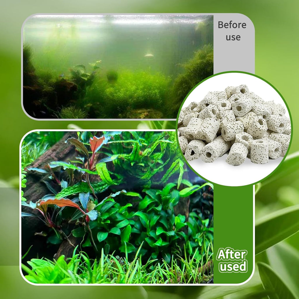4 LB Aquarium Filter Media Bio Balls Ceramic Rings (White) | Aquarium Filter Media with Mesh Bag for Fish Tank and