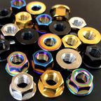 RISON Titanium M8x1.25mm Titanium Sprocket Nut Black 5PCS Flange Nut