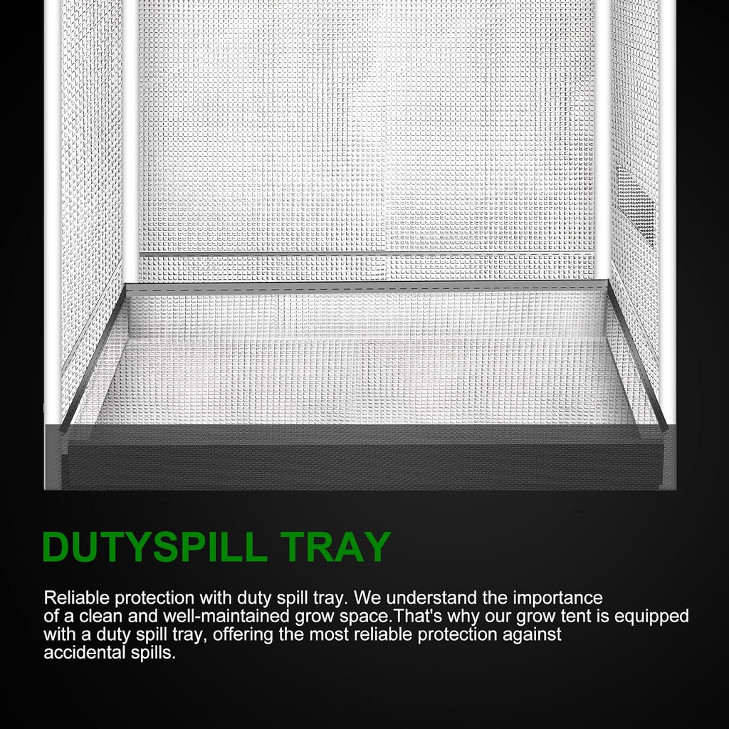 4x2 Grow Tent, 48"x24"x72'' High Reflective 600D Diamond Mylar Canvas with Observation Window and Floor Tray for