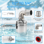 4Pack Float Valve 304 Stainless Steel Automatic Water Float Valve 1/2" 3/4"