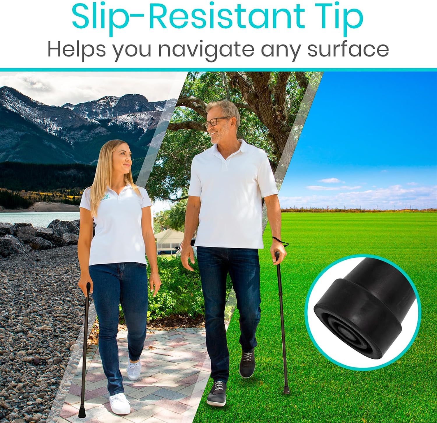 Folding Cane - Foldable Walking Cane for Men, Women - Fold-up, Collapsible, Lightweight, Adjustable, Portable Hand
