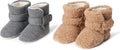 Unisex Babies' Soft Hook & Loop Booties, Infant Crib Shoes, Stay on Infant Slipper Socks with Grippers, Pack of 2