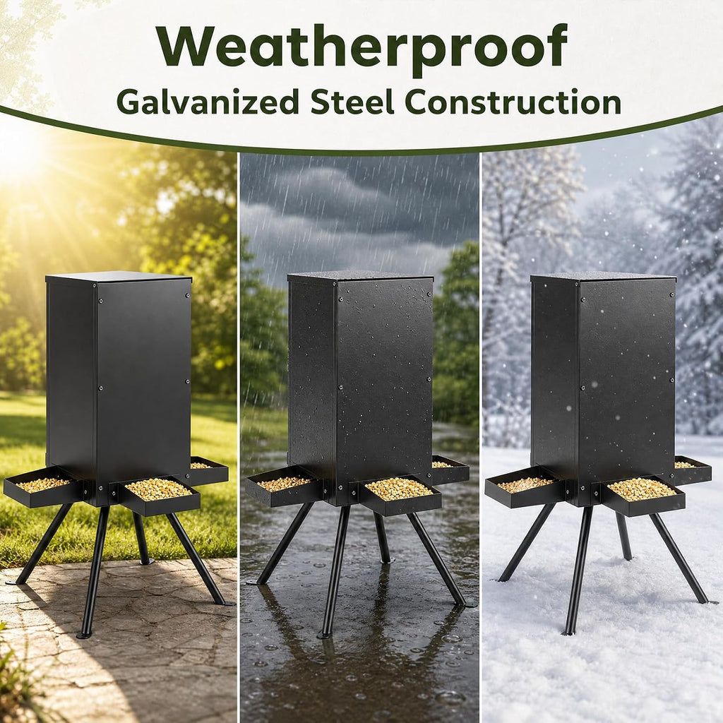 Gravity Metal Deer Feeder with 4 Feeding Trays