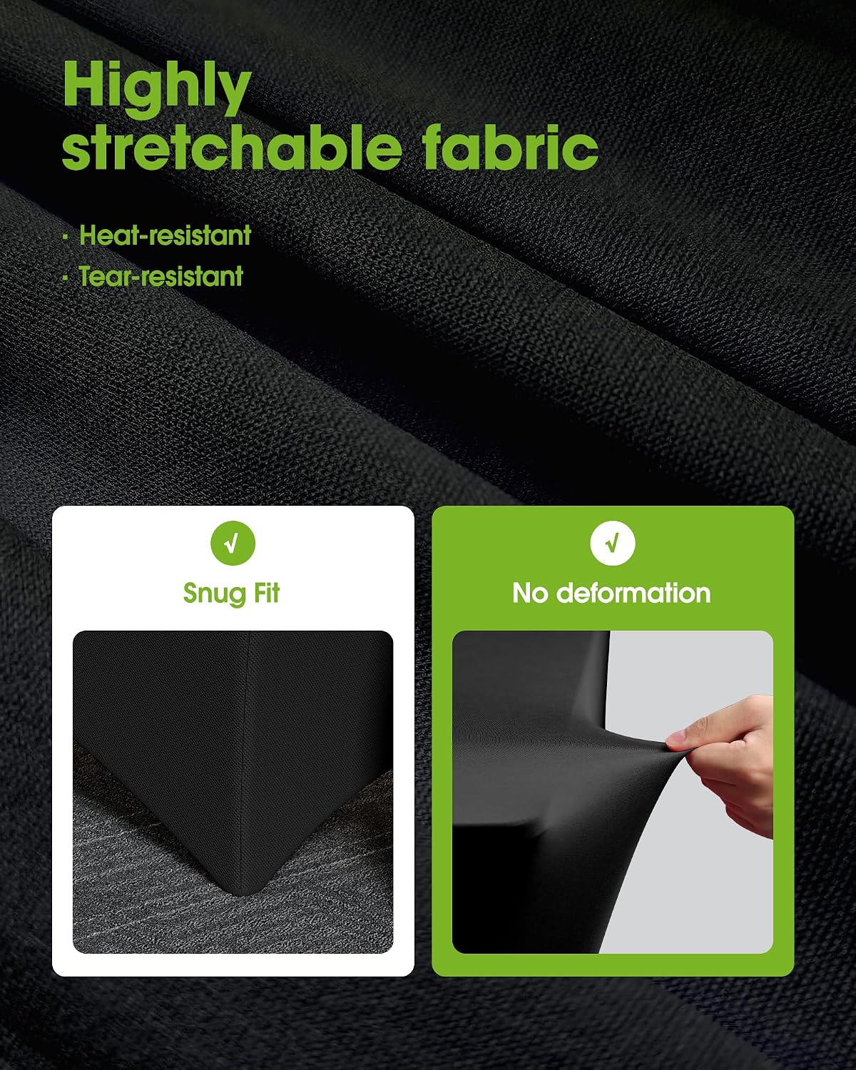 Spandex Tablecloth 6ft 2 Pack Black