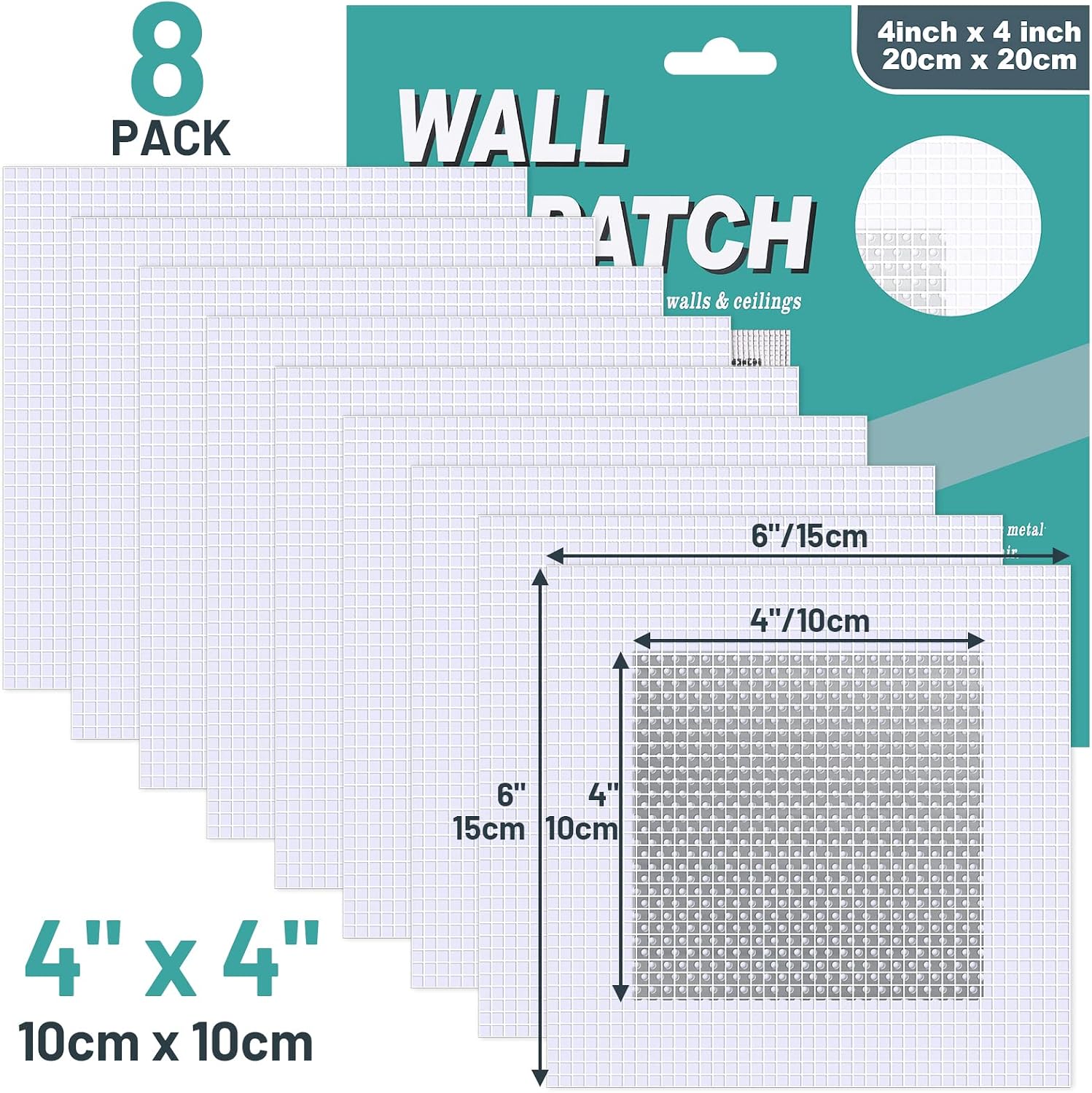8 Pack 4 Inch Drywall Repair Kit, Aluminum Drywall Patch Wall Repair Patch Kit, Large Hole Patch Repair for
