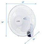16 inch Wall Fan with Remote, White (CCFWR16W)