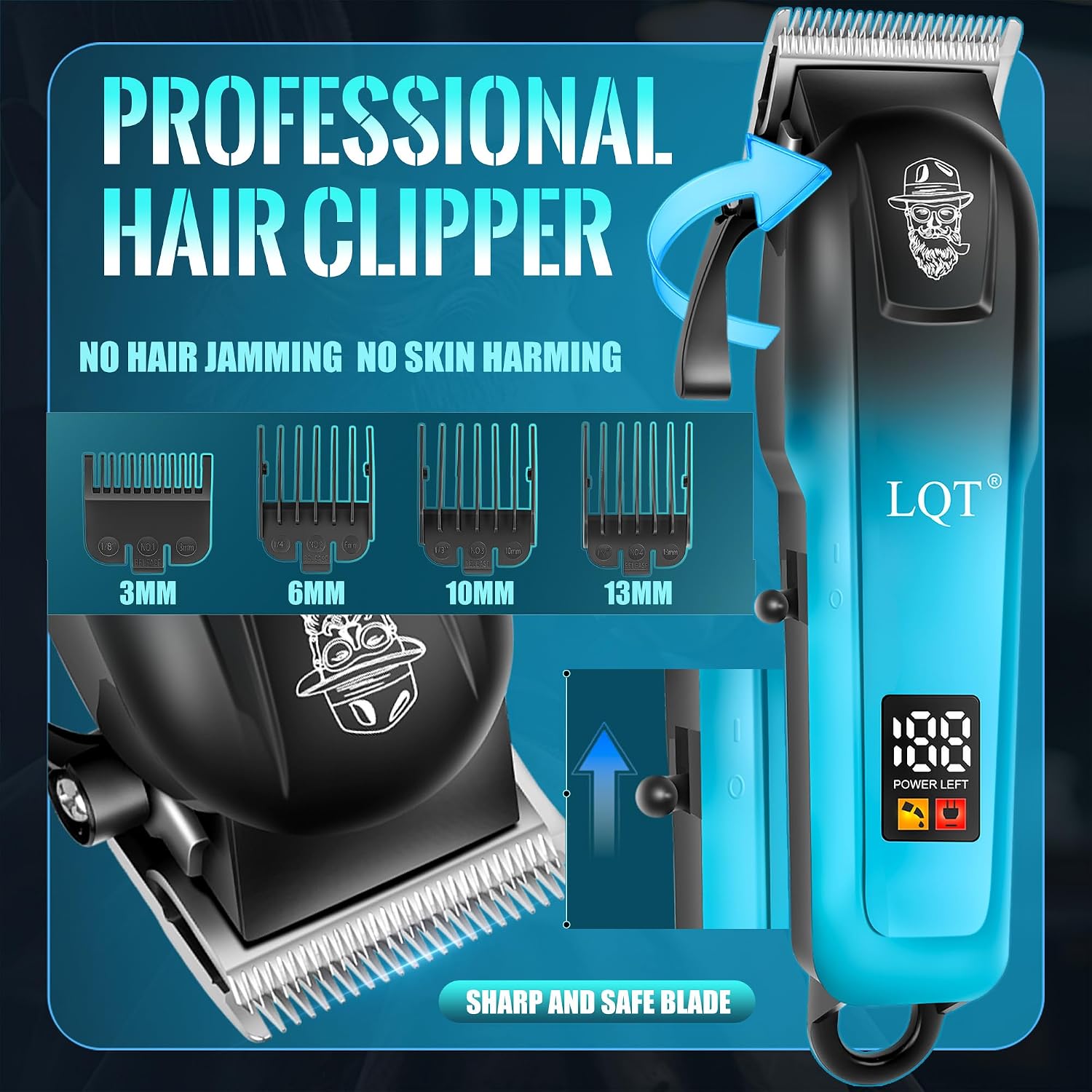 Professional Hair Clippers for Men, Cordless Barber Clippers with Precision Trimmer and Dual Foil Shaver,LED Display