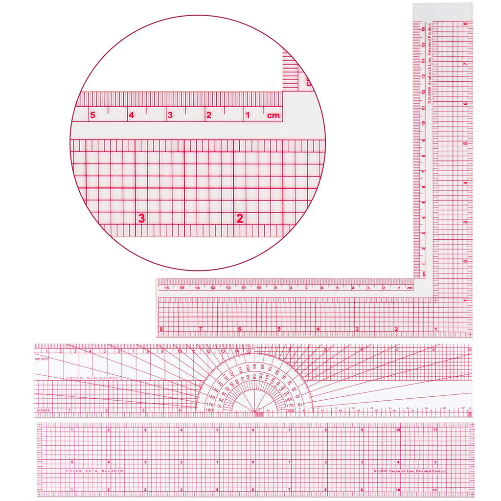 9 Styles Fashion Clear Metric Sewing Ruler Set, Sew French Curve Ruler Plastic Sewing Tools Measure Ruler for Tailors