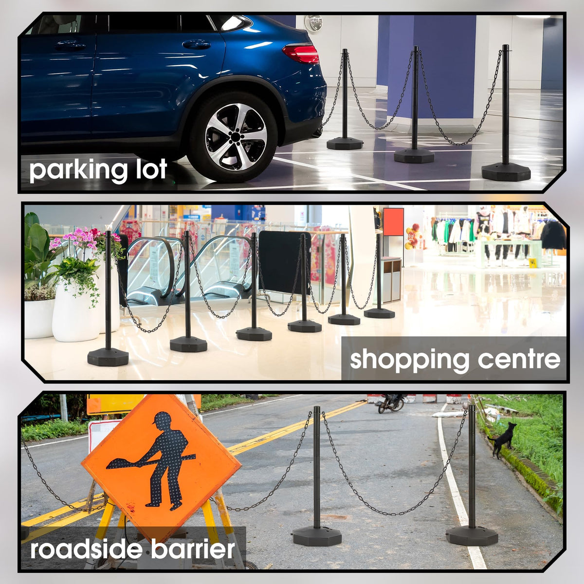 Traffic Delineator Posts with base,Parking Post Cones, 12 Pack