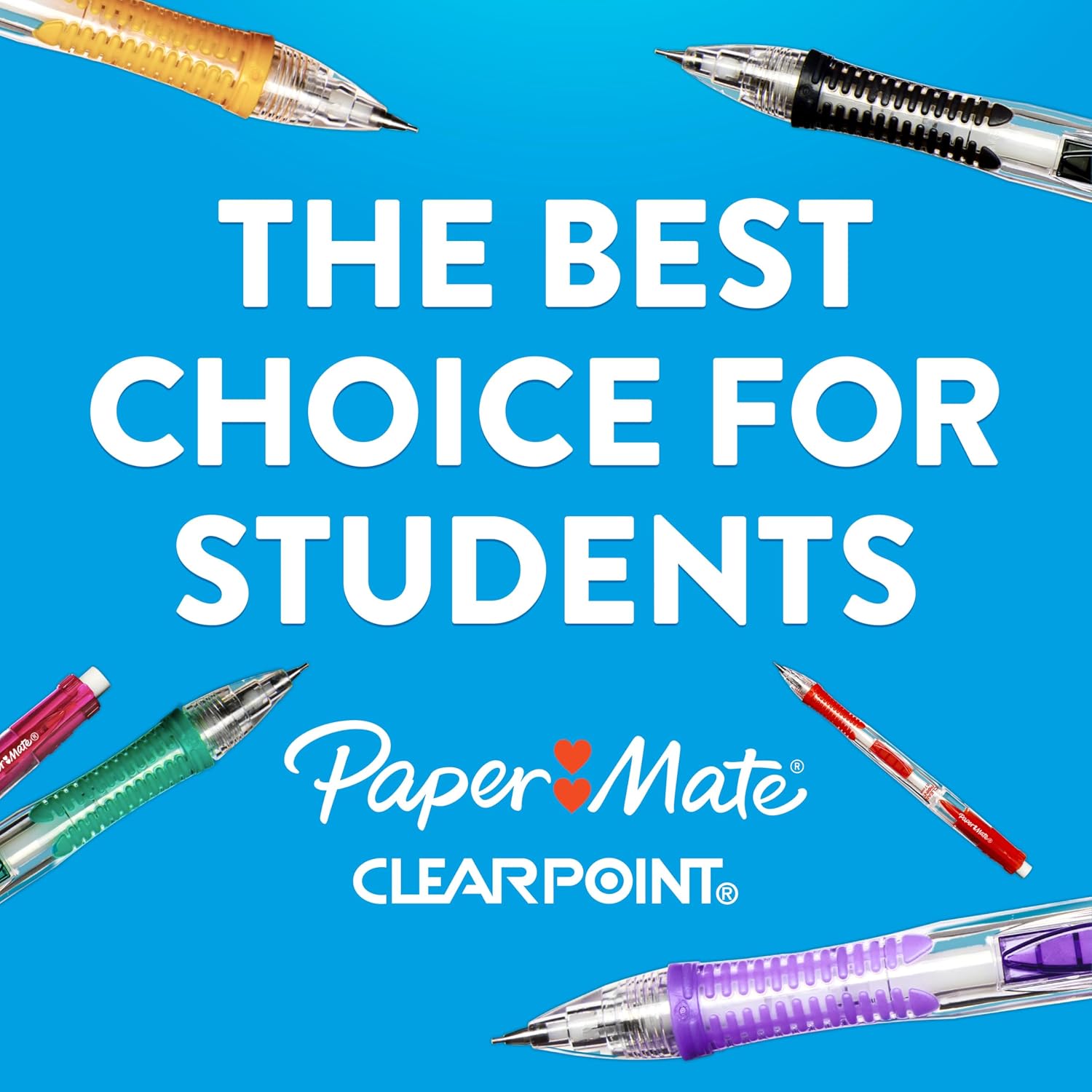 Clearpoint Mechanical Pencils, 0.7mm HB #2 Pencil Lead, 2 Pencils, Assorted Fashion Barrel Colors, 10 Count - Back to