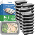50 Pack (100-Piece) 32 oz Meal Prep Containers Reusable with Lids