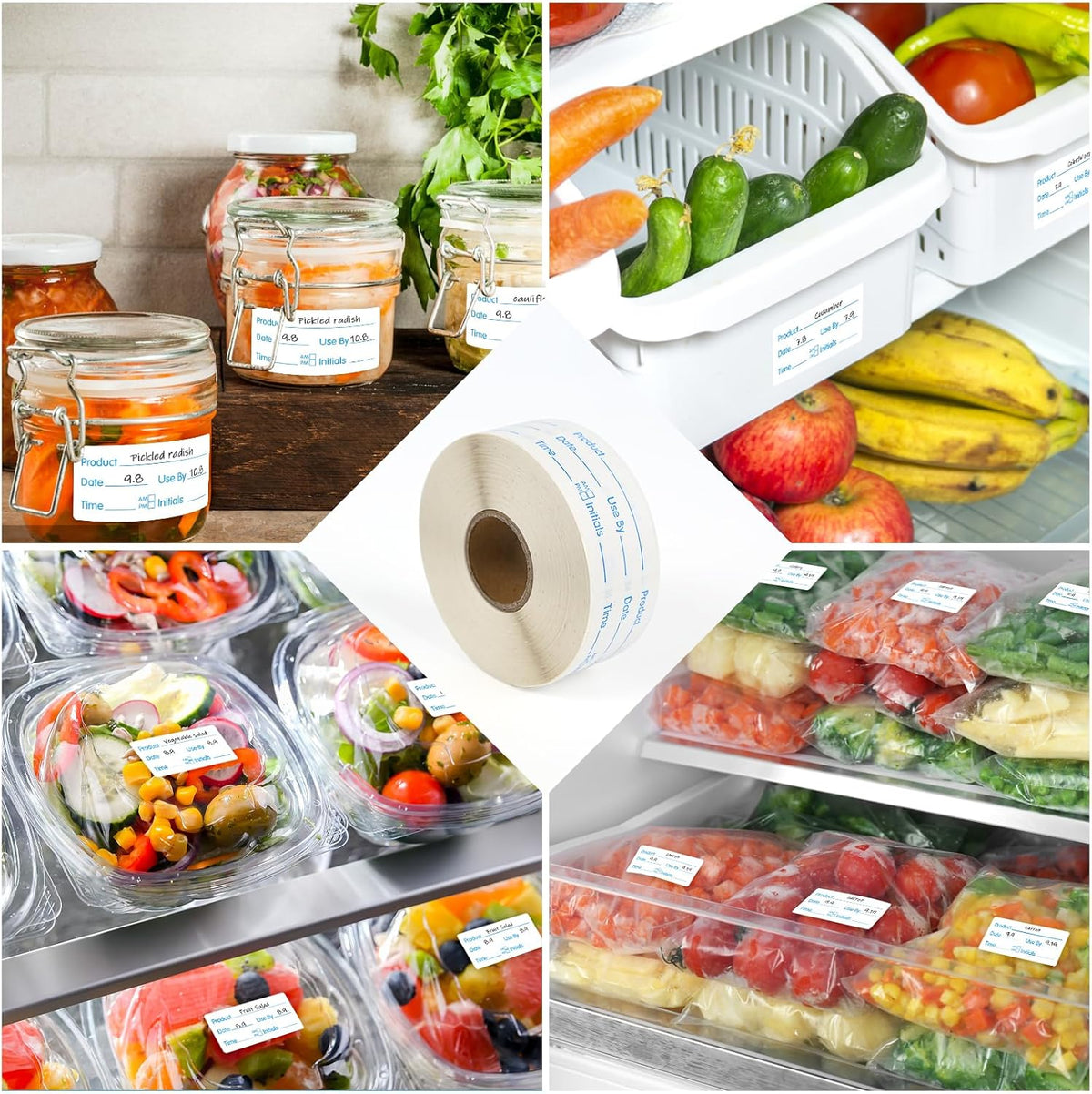 500 Stickers Use by 1 x 2 Inch Blue Dissolvable Food Labels