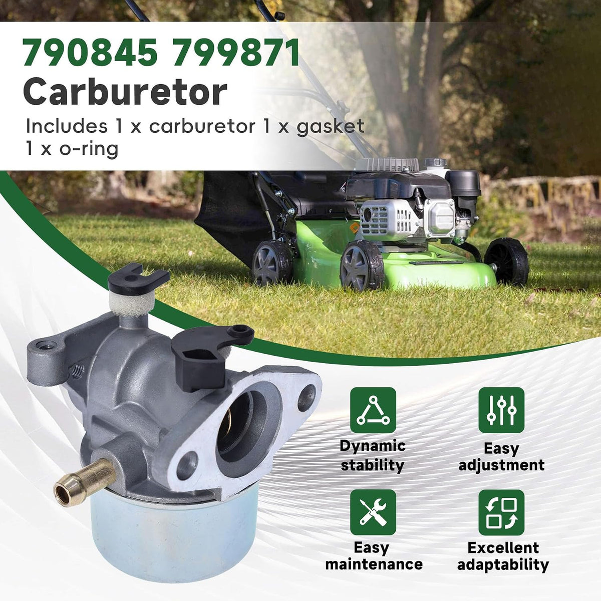 ALL-CARB 799866 Carburetor Replacement for 796707 794304 790845 799871 Replacement for Toro 6.5HP 6.75HP 7.0HP 7.25HP 7.5HP Carb