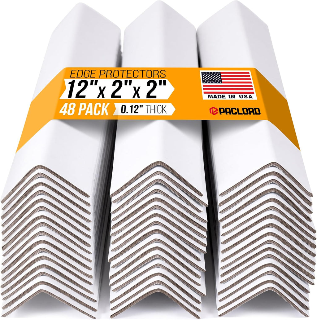 12" x 2" x 2" Cardboard Edge Protectors, 0.12" Thick, Pack of 48