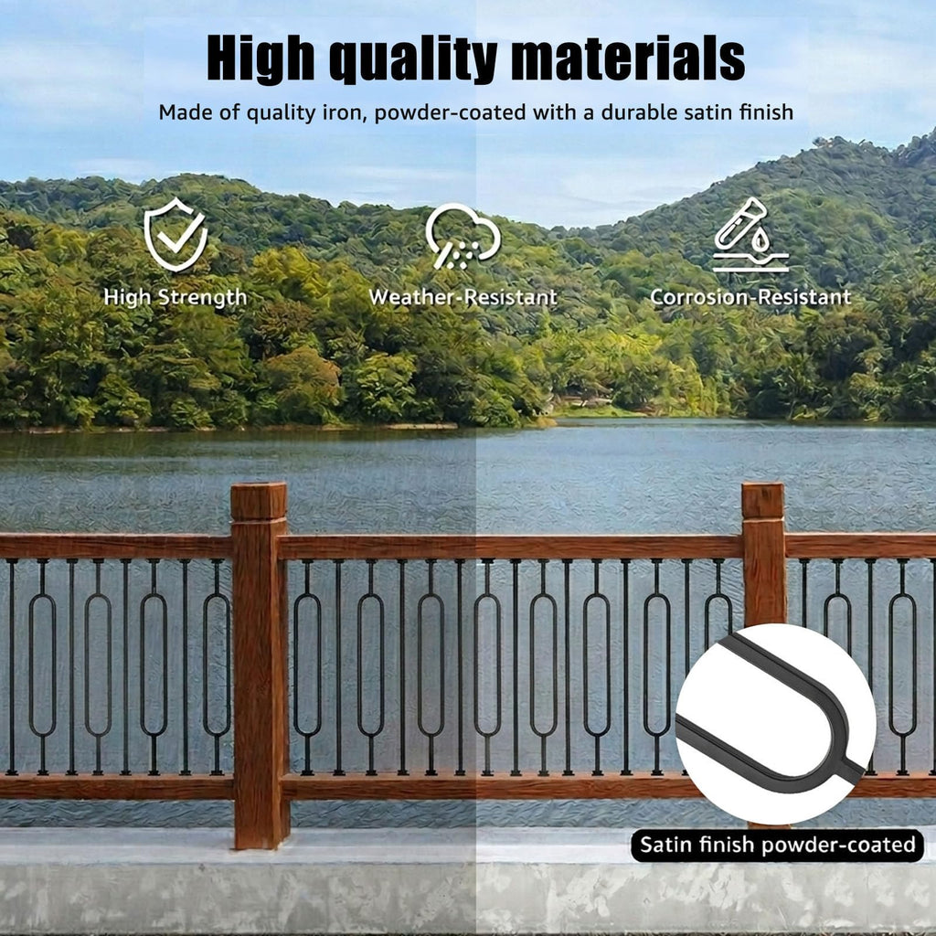 16 Pack Wrought Iron Balusters, 1/2" Hollow Deck Balusters, Stair Metal Deck Spindles, Staircase Baluster W/ 32 Pack