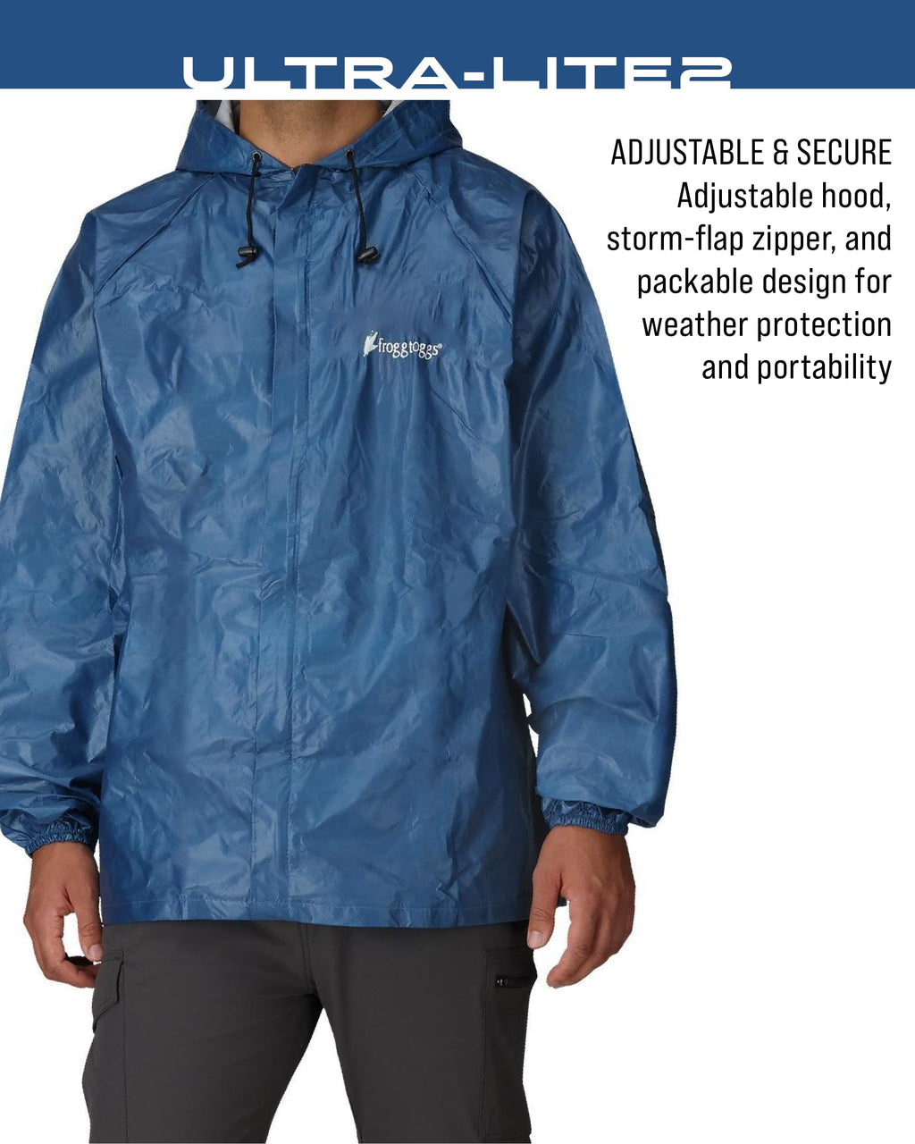 Men's Ultra-lite2 Waterproof Breathable Rain Jacket, Blue, Medium