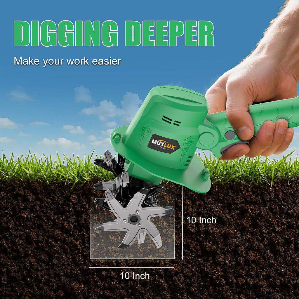 20V Cordless Tiller Cultivator for Gardening, Electric Garden Tiller with Only 1 x 2.0Ah Battery & Charger, Garden