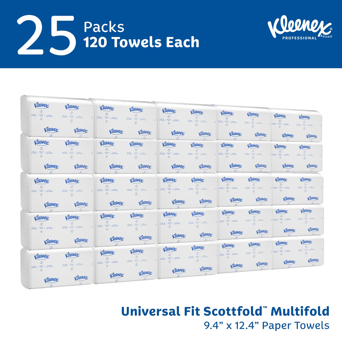 Professional Scottfold Paper Towels, Bulk, 25 x 120 Sheets (13254)