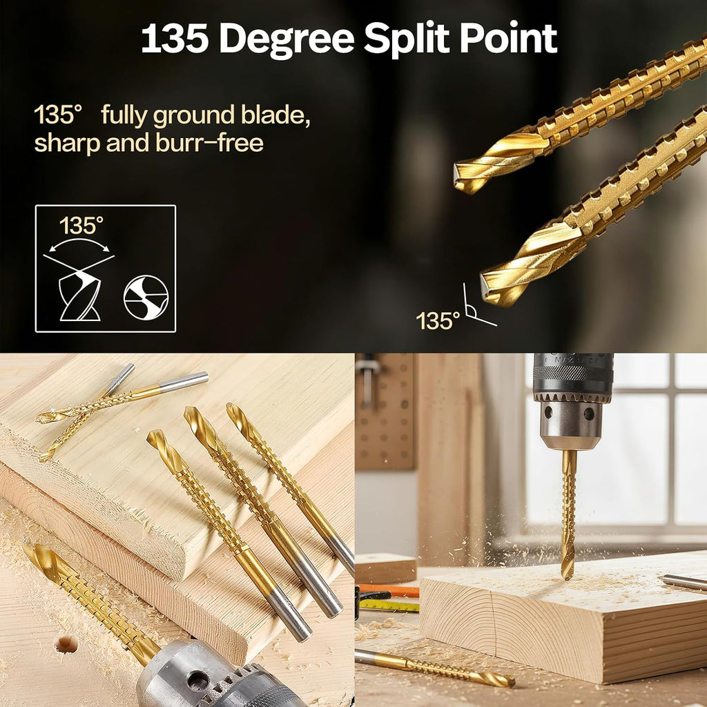 8 Pack HSS Twist Drill Bits, 3-10mm Serrated Side Cutting Drill Bit