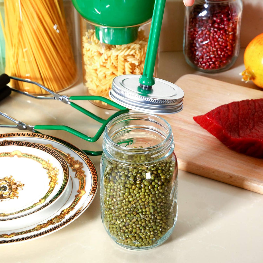 Canning Funnel Jar Lifter Magnetic Lid Wand for Mason Jars, 3 Pcs, Green