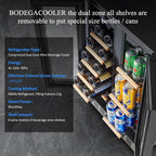 24 Inch Wine and Beverage Refrigerator, Dual Zone Beveage Fridge
