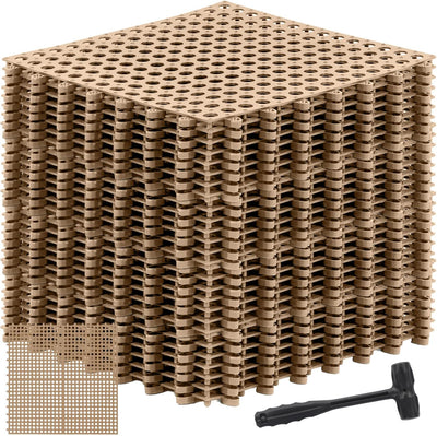 24 Pack Drainage Tiles Modular Interlocking Floor Tiles, Beige