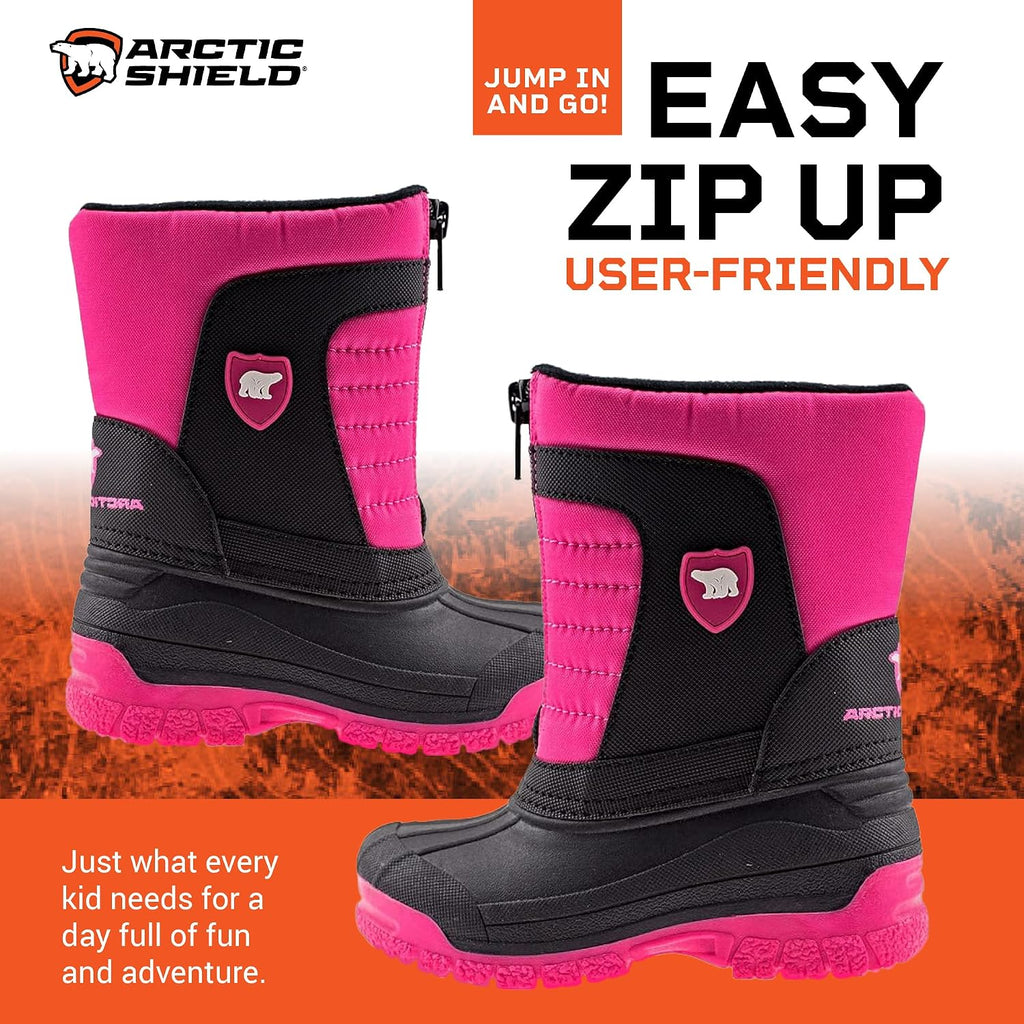 Unisex Kids Winter Boots - Warm Waterproof Insulated Comfortable Easy On/Off Kids Snow Boots for Boys and Girls