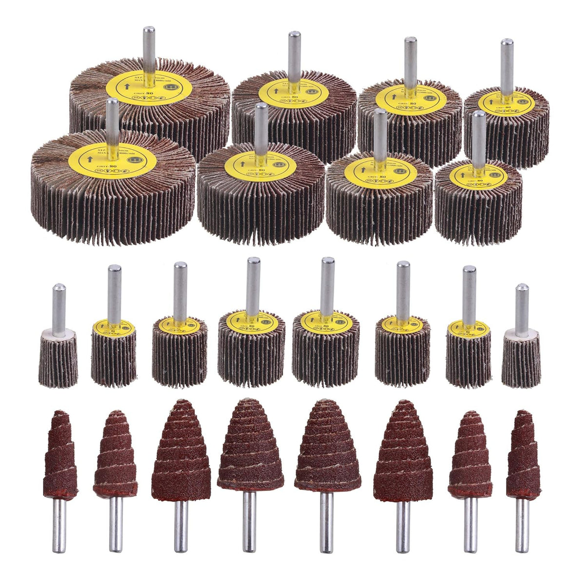 24 Pcs Abrasive Flap Wheel Sander Set, 80 Grit Sanding Wheel