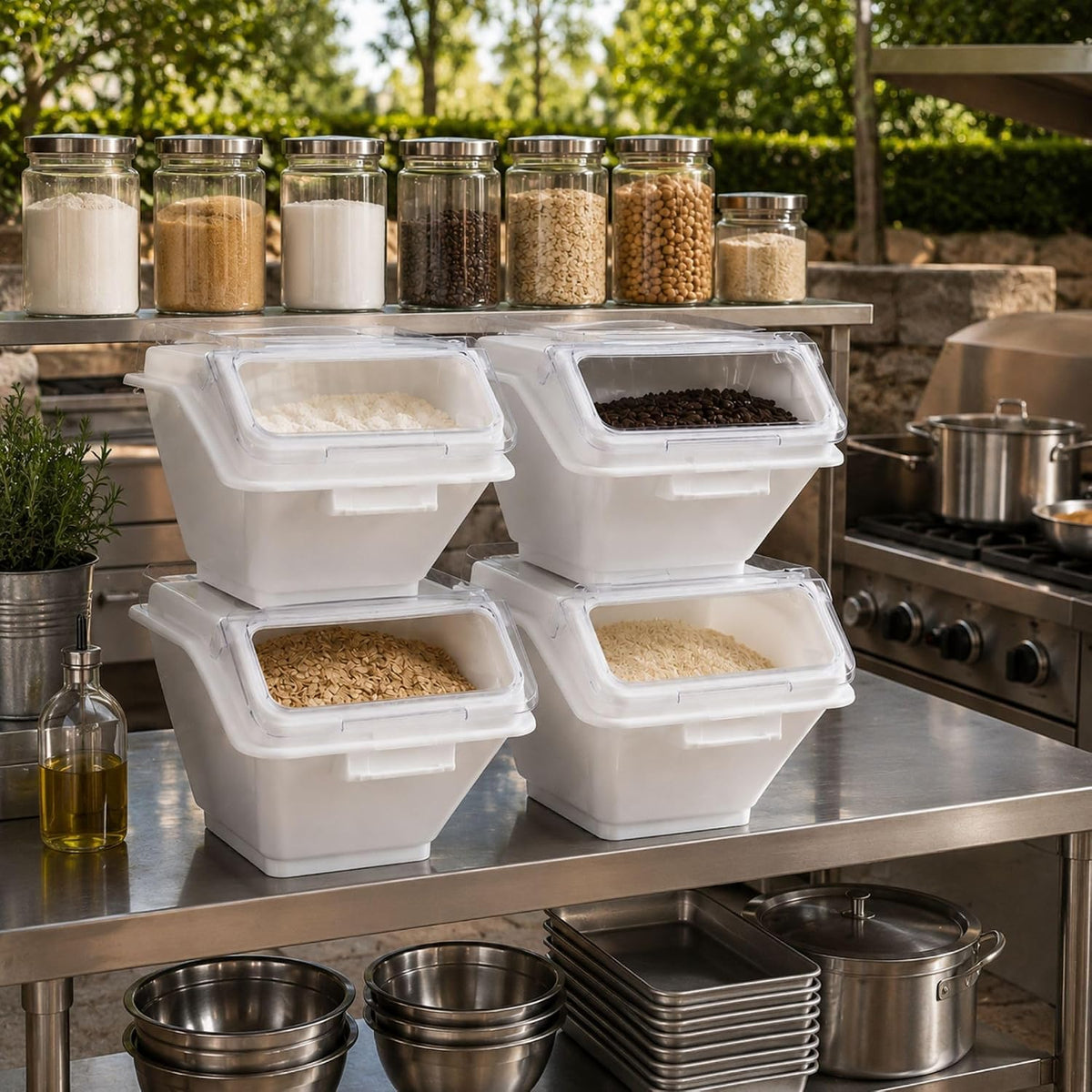 2.6 gal White Ingredient Bin with Measuring Spoon, 1 Count