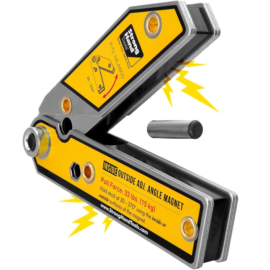 MLA600 Adjustable Angle Magnetic Welding Square, Inside/Outside Magnets, Angle Setting Pin, Magnetic Pull Force 33