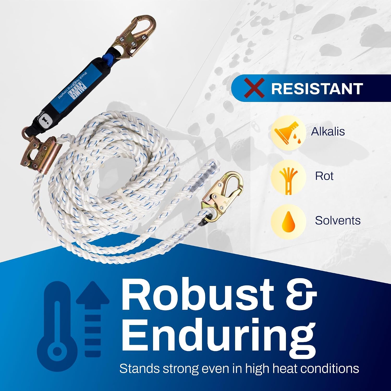 Vertical Lifeline Assembly - 50FT Rope Harness Safety Lanyard with Rope Grab - Fall Protection Kit