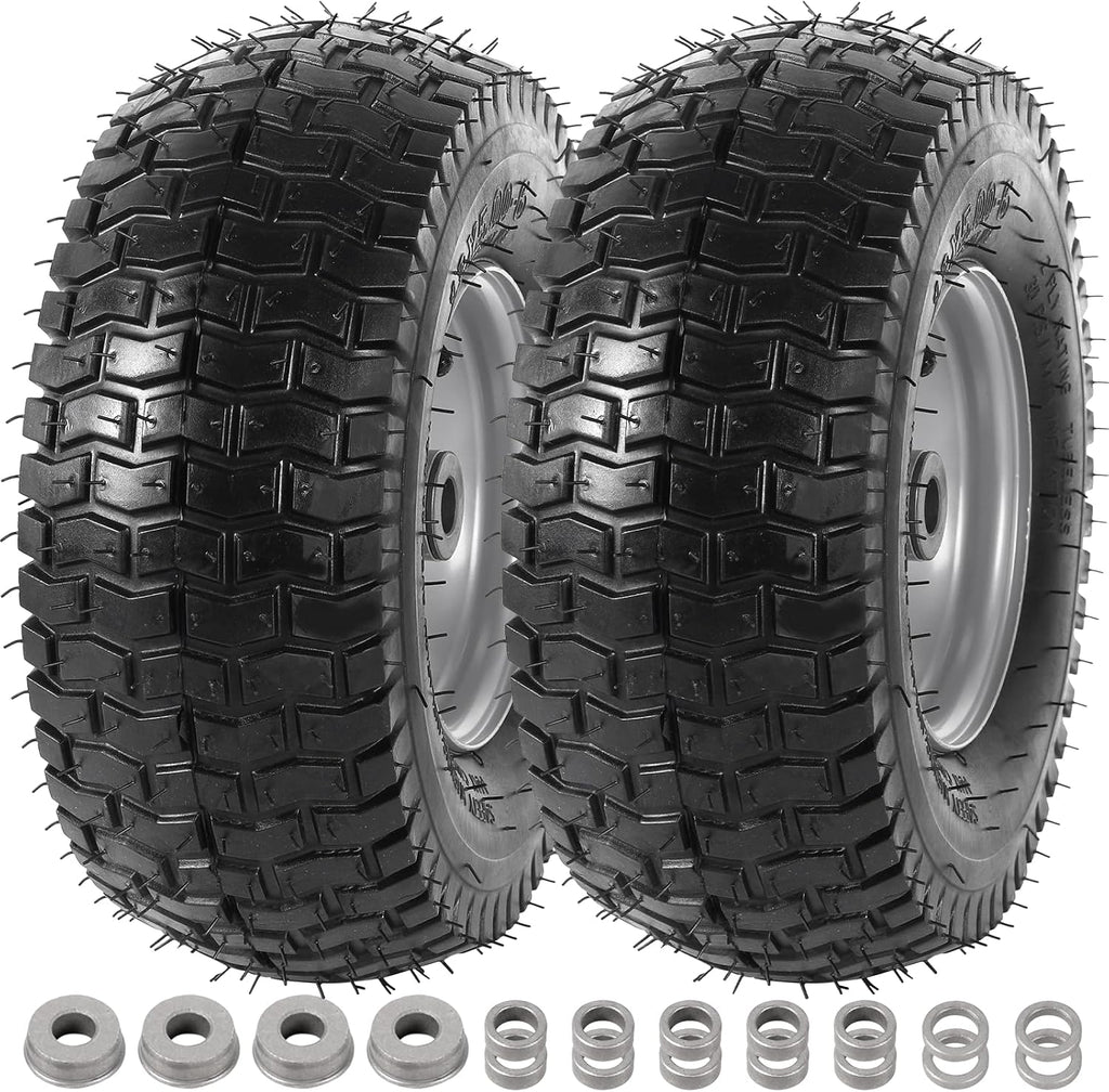 13 x 5.00-6 Lawn Mower Tire and Wheel, 2 Pack | Fits Riding Mowers & Lawn Tractors, 3" Centered Hub, 3/4" Bushings