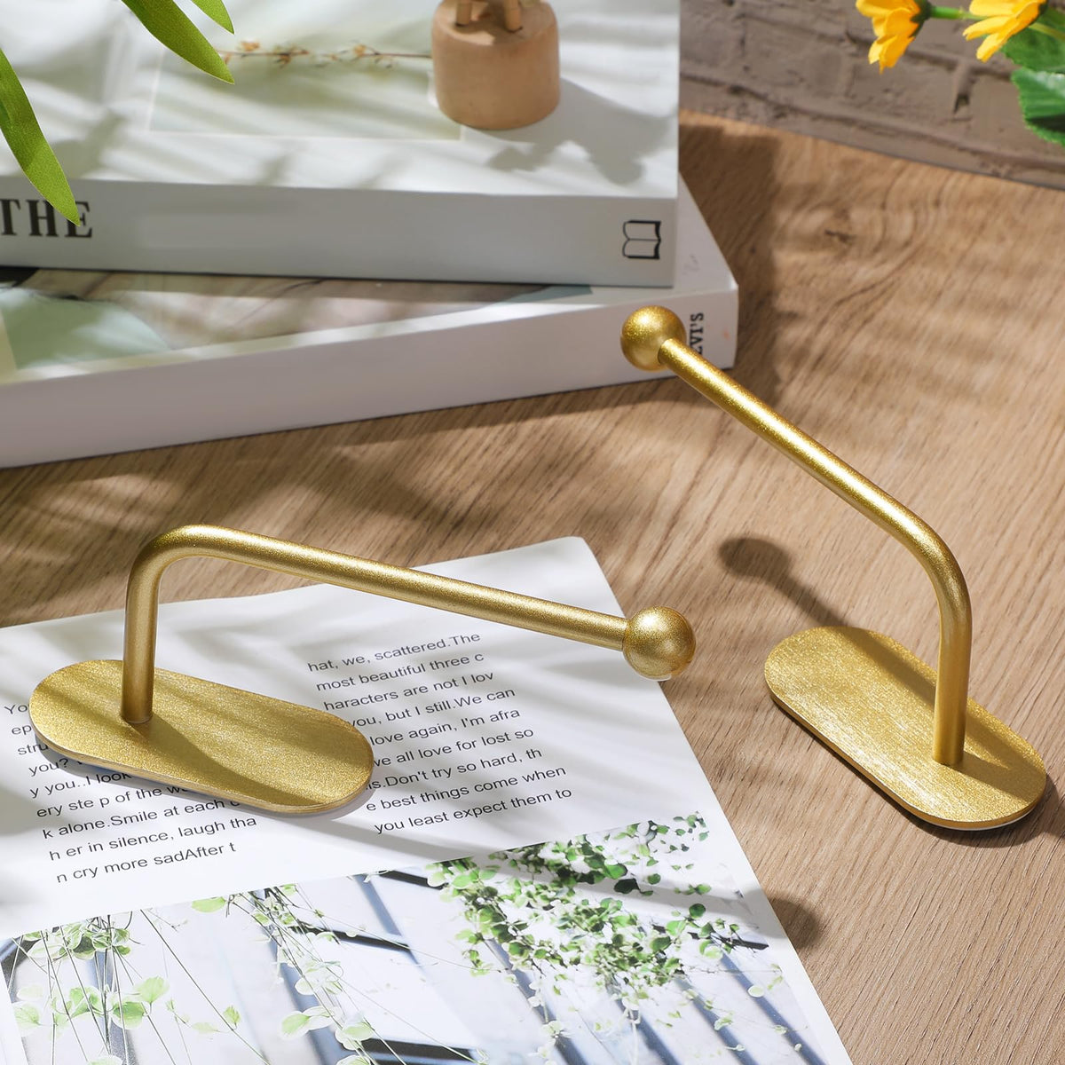 4 Pcs Adhesive Curtain Holdbacks No Drill Window Hook,Gold