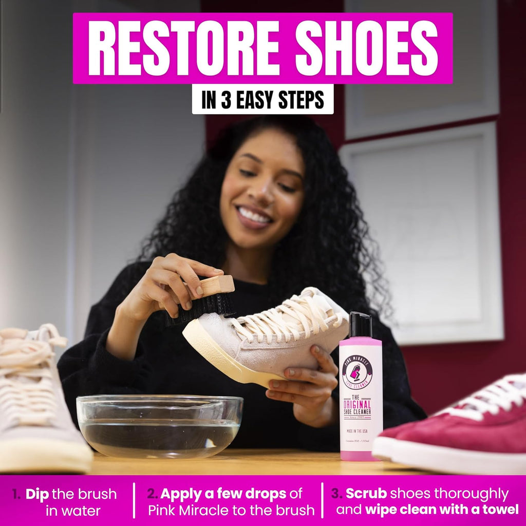 Shoe Cleaner Kit with Bottle and Brush For Fabric Cleaner For Leather, Whites, Suede and Nubuck Sneakers