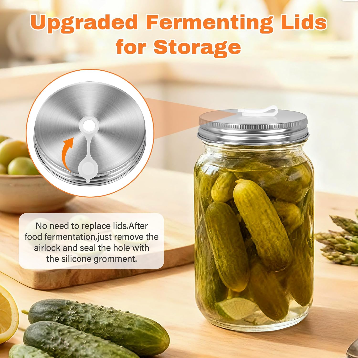 Fermentation Kit Set for Wide Mouth Mason Jar,Sauerkraut/Pickling Kit with 4 Glass Fermentation Weights,4 Fermenting