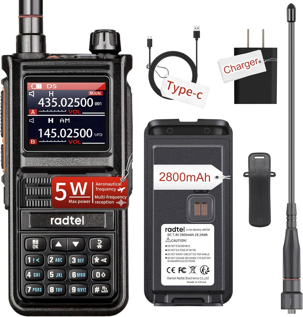 RT-470X Multi-Band Ham Radio 256CH Aviation Air Band Radio NOAA Marine Walkie Talkies Long Range Handheld Transceiver