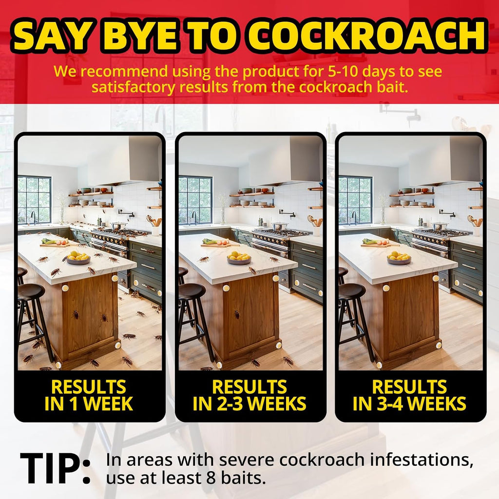 Cockroach Killer Indoor Home - 48 Packs | Roach Elimination Gel Fast-Acting in Kitchen and Home | Kills the Roaches'
