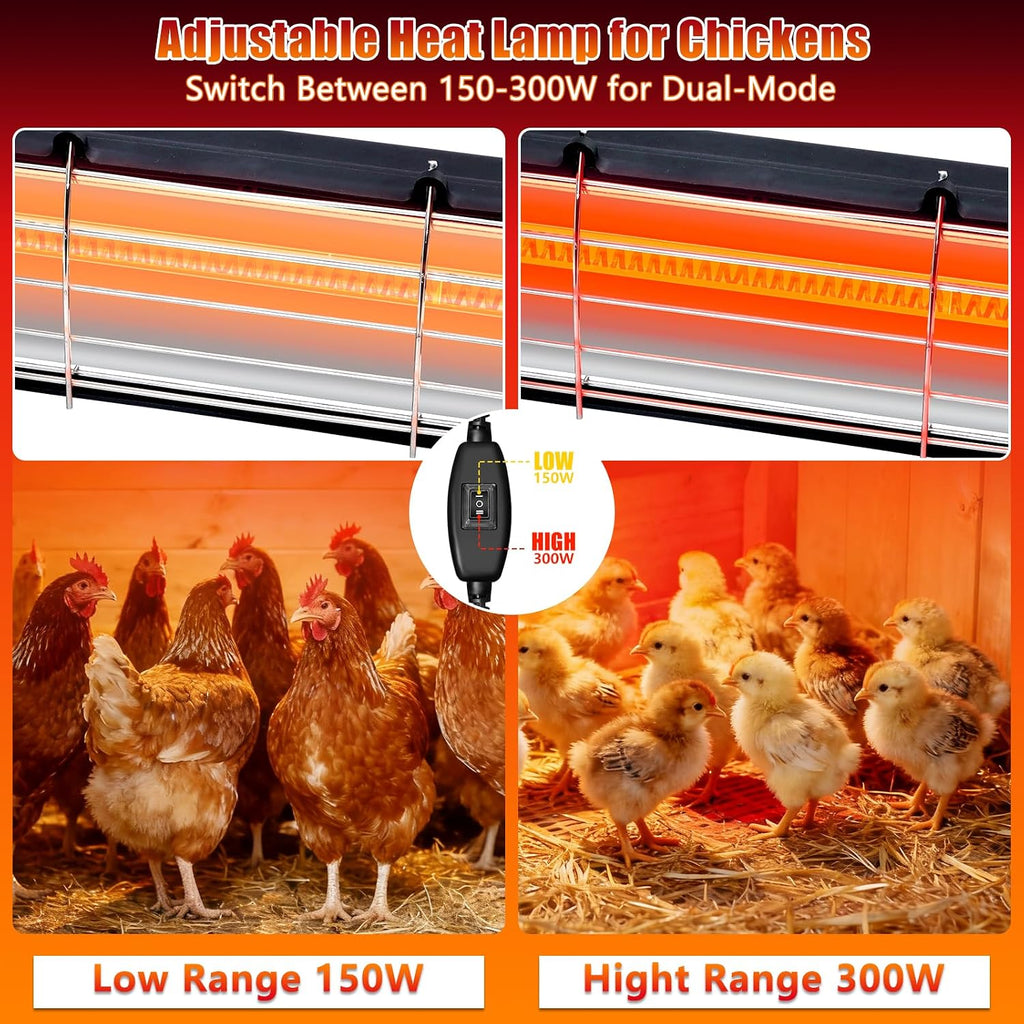 17.5 Inch Extra Long Heat Lamp for Chickens, Chicken Coop Heater for Winter