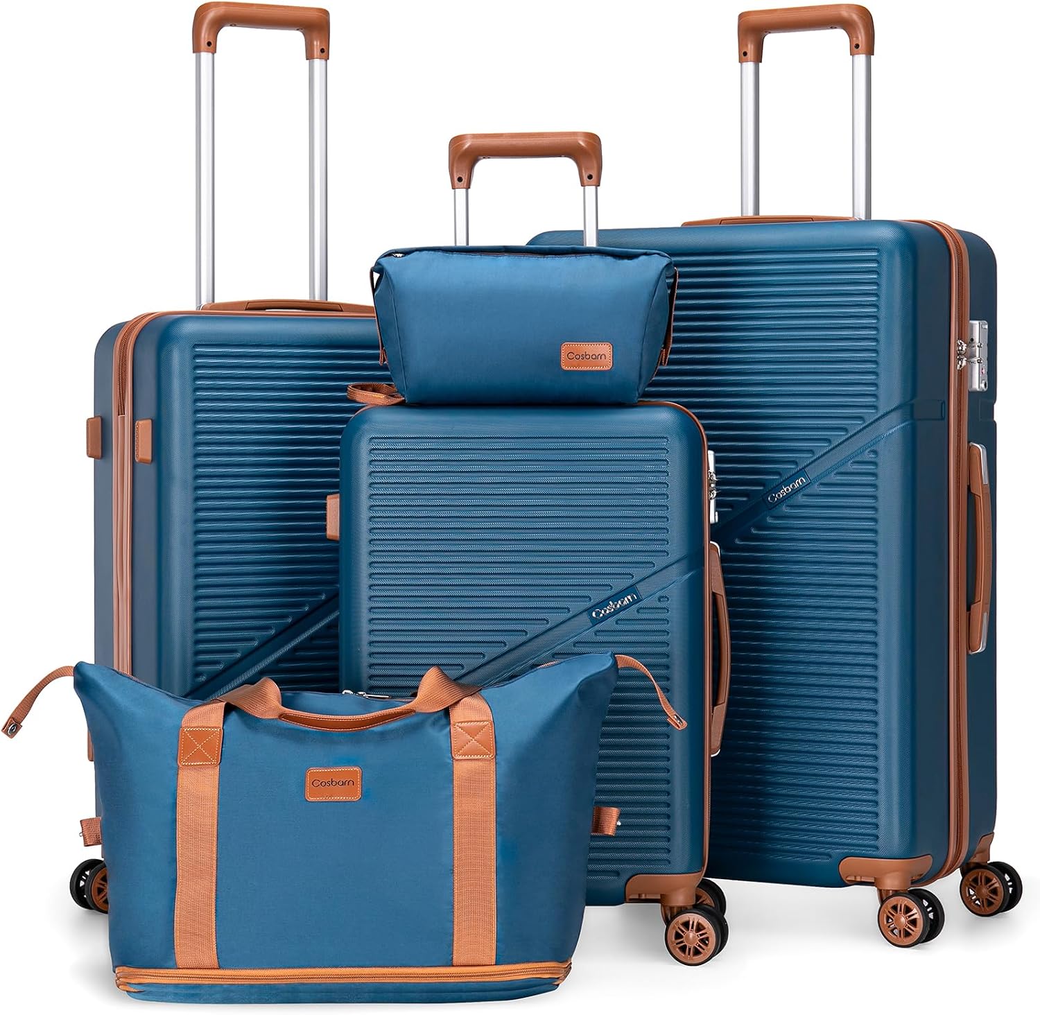 5 Piece Luggage Sets with Spinner Wheels, Hardshell ABS Suitcase Set with Tsa Lock, Lightweight Hardside Waterproof