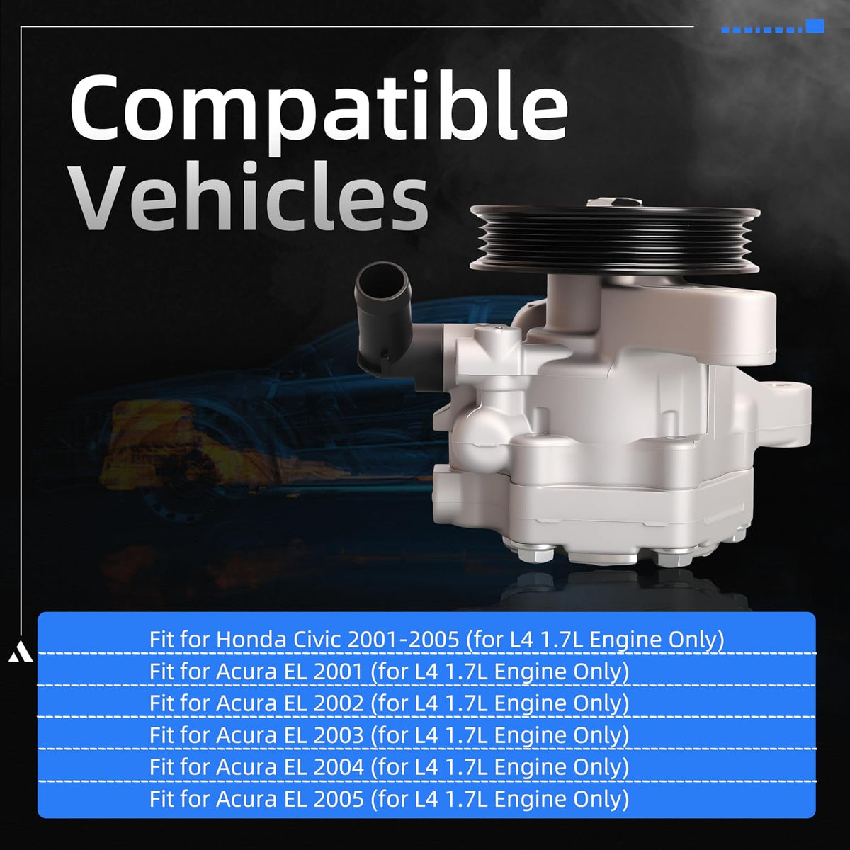 Power Steering Pump with Pulley for Honda Civic L4 1.7L 2001-2005