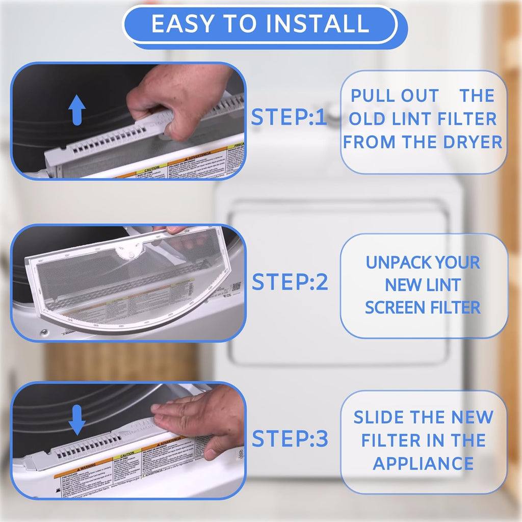 Compatible Lint Filter for GE GTD33GASK0WW, GTD33EASK0WW, GTX33GASK0WW, GTX33EASK0WW Dryer Models