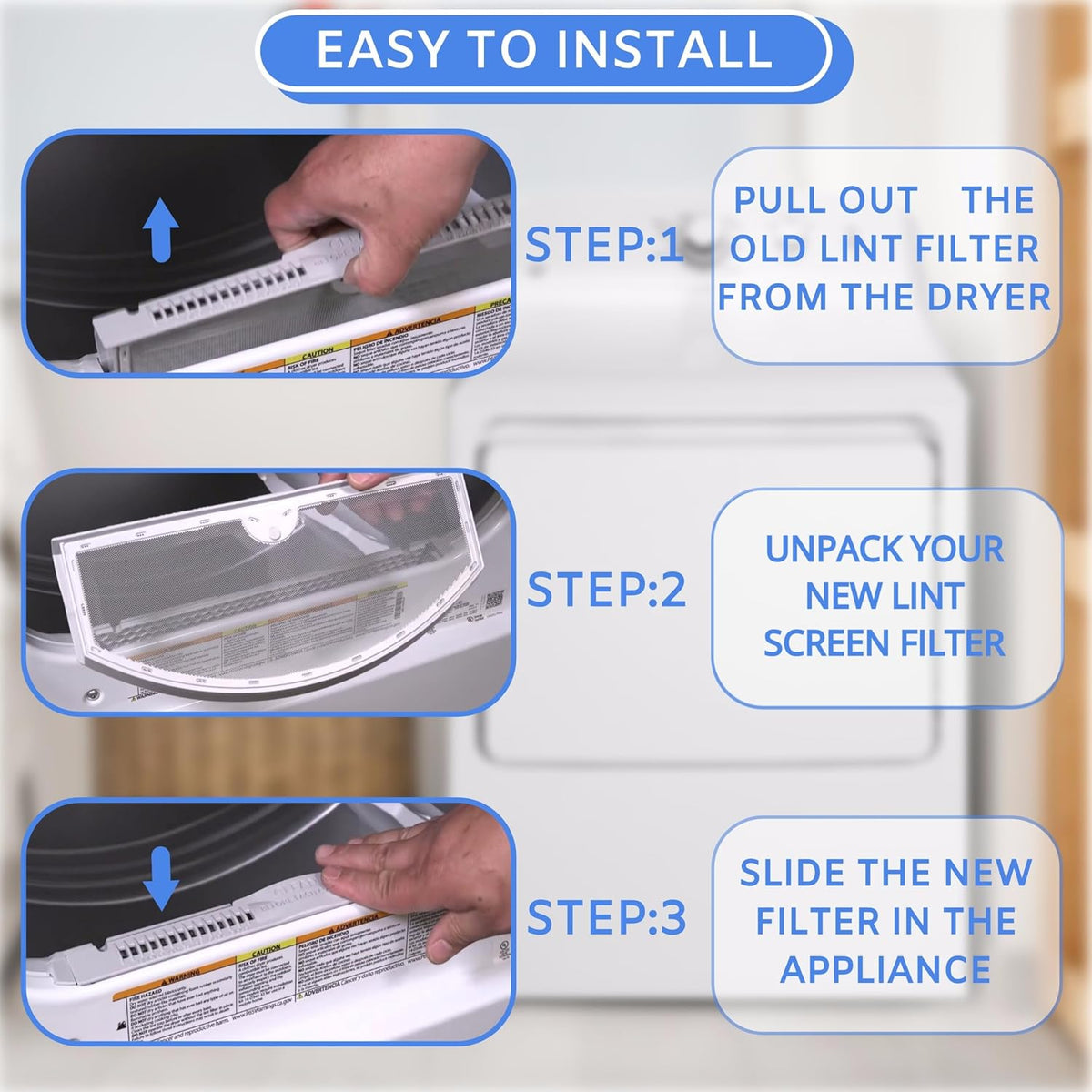 Compatible Lint Filter for GE GTD33GASK0WW, GTD33EASK0WW, GTX33GASK0WW, GTX33EASK0WW Dryer Models