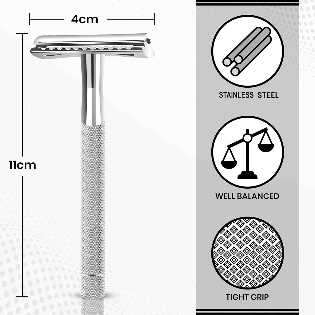 Safety Razor for Men & Women with 10 Double Edge Safety Razor Blades Reusable Double Edge Razor Single Blade Razors
